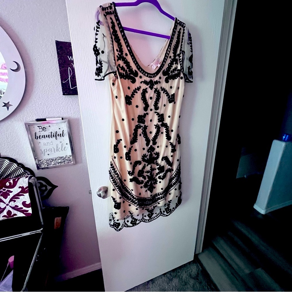 Elegant Black and Cream Dress
